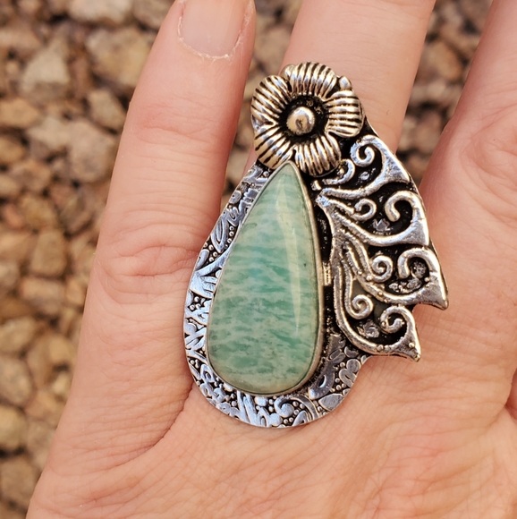 New Amazonite 925 Silver Ring. - Picture 13 of 16